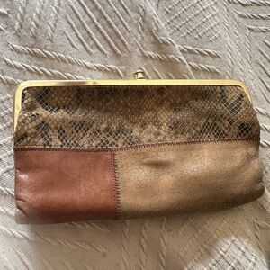 HOBO Brown and Tan Patchwork Clutch